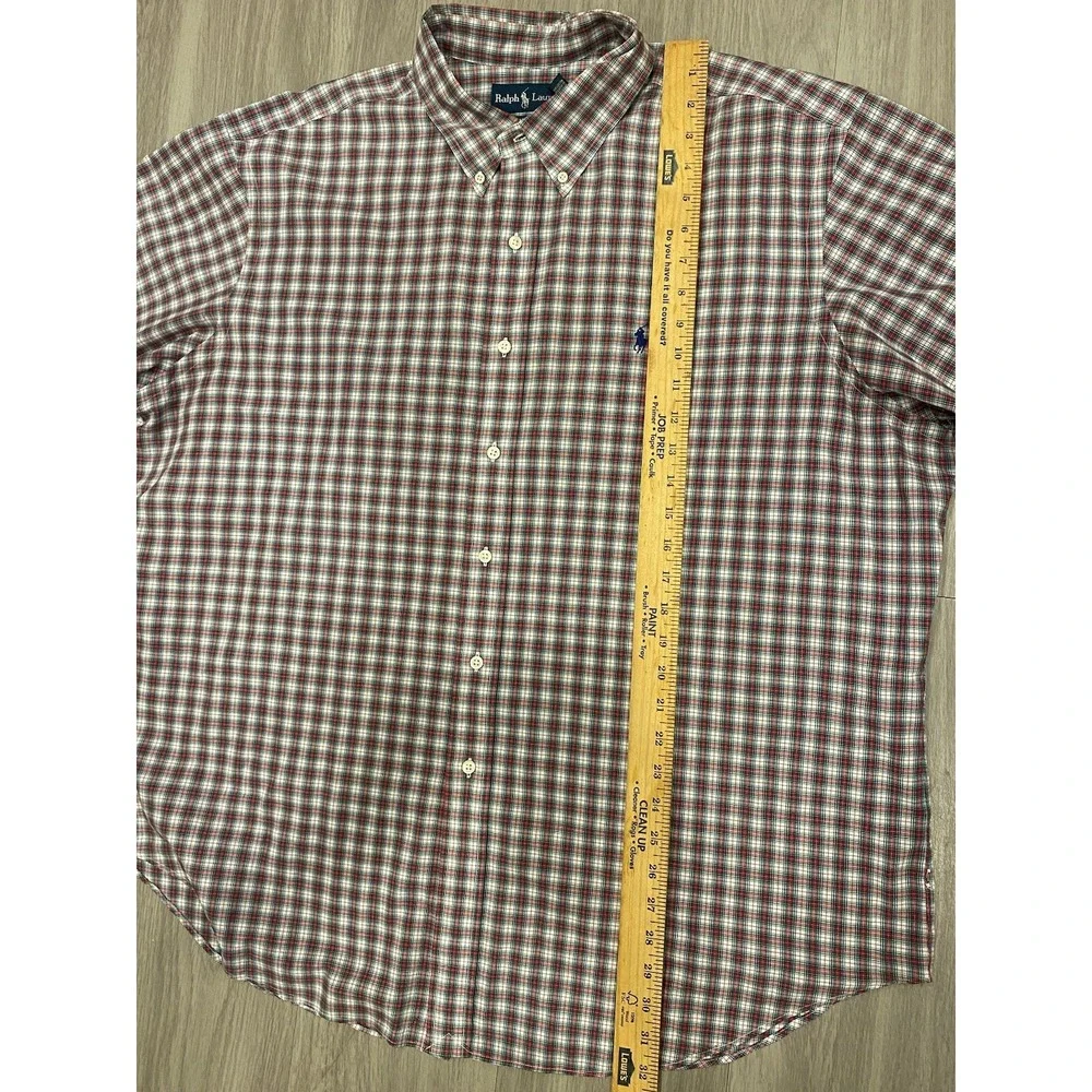 Polo Ralph Lauren Shirt Men 2XL XXL Button Up Plaid Vintage VTG Classic‎ Fit EUC